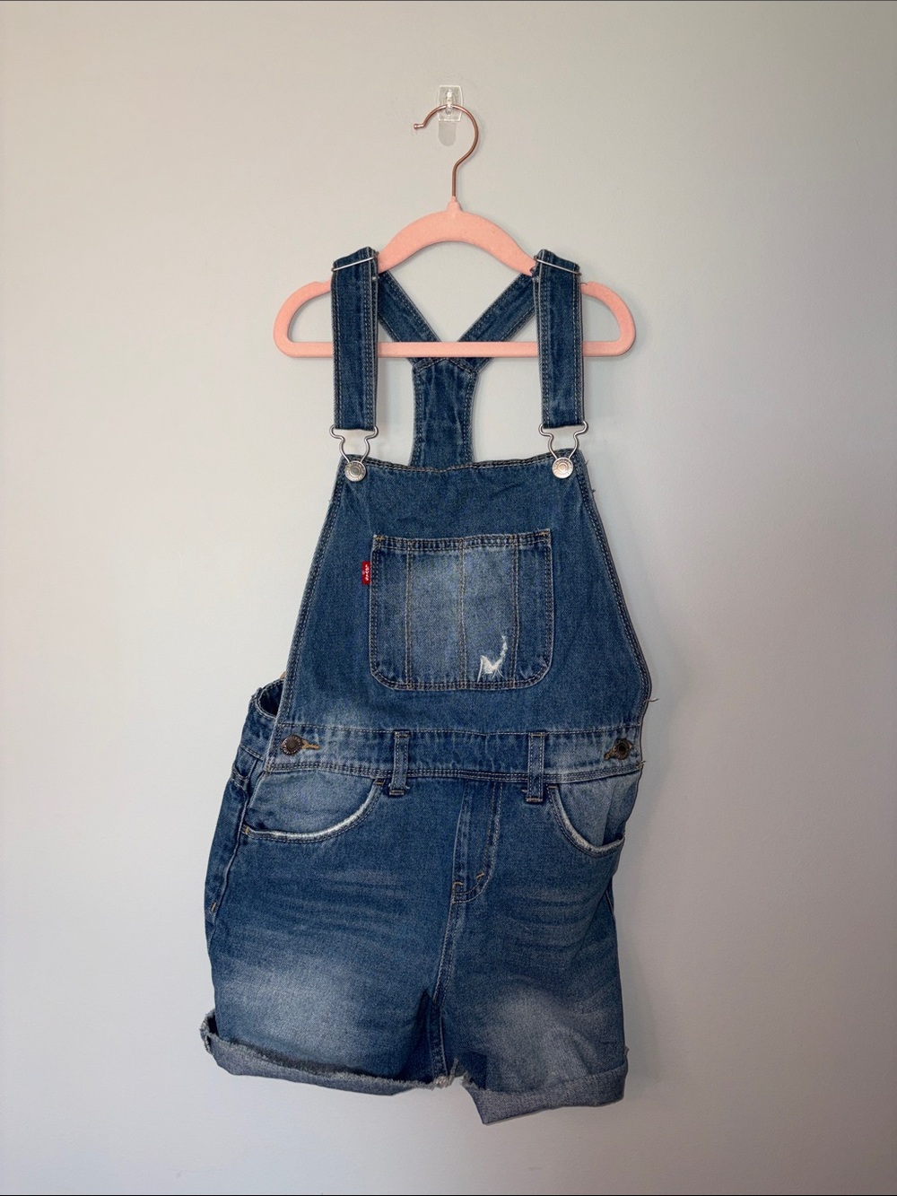 Levi's Dark Blue Kids Denim Short Overalls Size 12